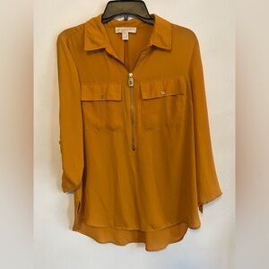 Michael Kors Golden Zip-Up Blouse